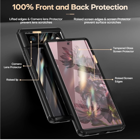 5 in 1 | Google Pixel 6 Case + 2PC Screen Protector + 2 PC Camera Covers Bundle - Picture 2 of 7
